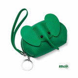 BOLSO Vintage Elephant Genuine Leather Zipper Coin Purse