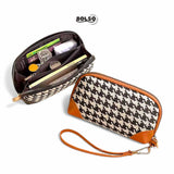 BOLSO Vintage Plaid Zipper Pouch Wristlet (Gift for Her)