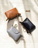 BOLSO Soft Leather Compact Coin Purse w Keychain (Easy Gift)