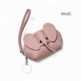 BOLSO Vintage Elephant Genuine Leather Zipper Coin Purse