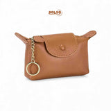 BOLSO Soft Leather Compact Coin Purse w Keychain (Easy Gift)