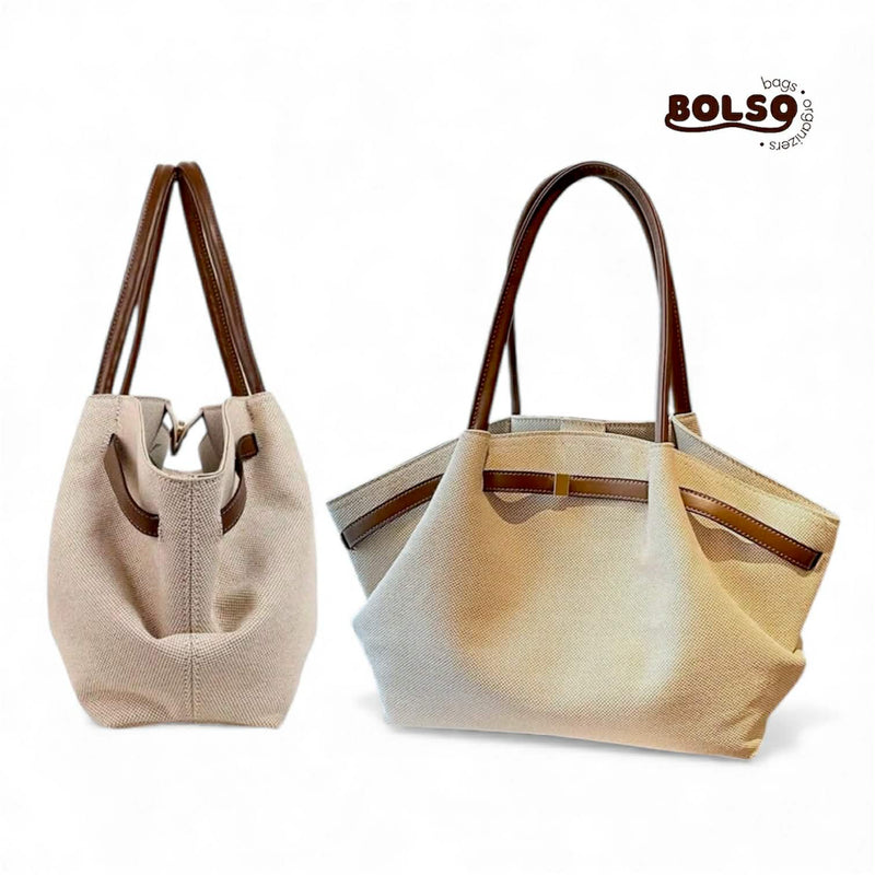 BOLSO Canvas Leather Slouchy Dumpling Tote Bag
