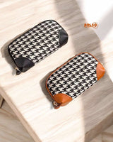 BOLSO Vintage Plaid Zipper Pouch Wristlet (Gift for Her)