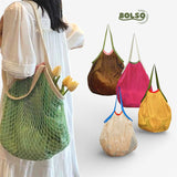 BOLSO Colorful Net Summer Basket Tote Bag
