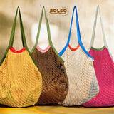BOLSO Colorful Net Summer Basket Tote Bag