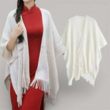 WRAP Warm Knitted Lattice & Tassel Shawl