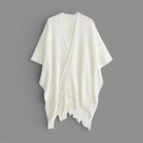 WRAP Warm Knitted Lattice & Tassel Shawl