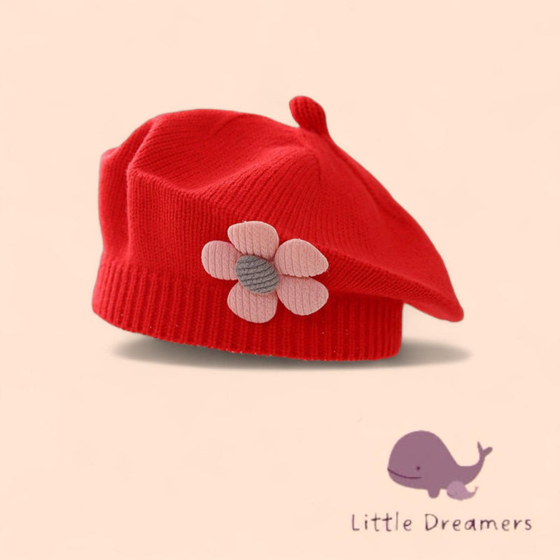 LITTLE DREAMERS Girls Fashion Floral Knitted Beret