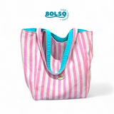 BOLSO Reversible Striped Canvas Tote Bag – Everyday Carryall in Bold Colors