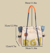 PREORDER BOLSO Colorful Patch Large Canvas Tote Bag