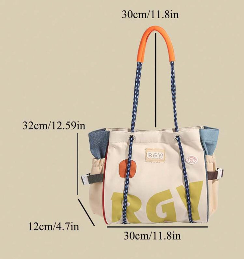 PREORDER BOLSO Colorful Patch Large Canvas Tote Bag