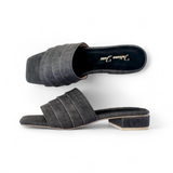 SEPIA Linen Touch 1" Block Heels Slides