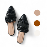 BERLIN Bespoke Neutral Knotted Detail Pointed Mules