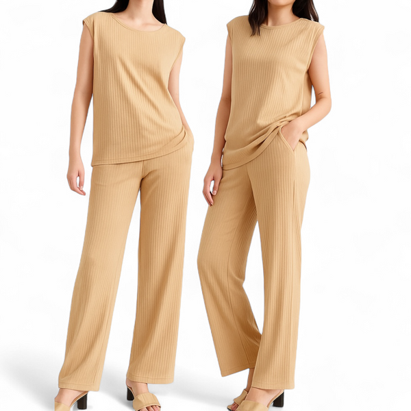 [CLEARANCE] MAXINE Rib Knit Sleeveless Top and Pants Set
