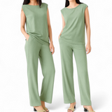 [CLEARANCE] MAXINE Rib Knit Sleeveless Top and Pants Set