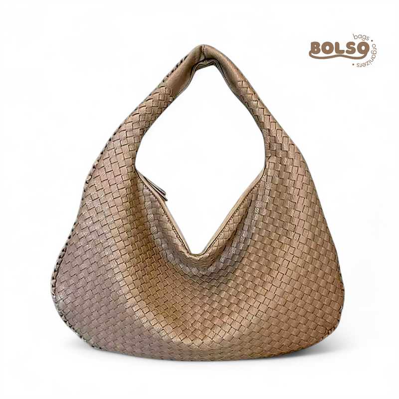 PREORDER BOLSO Woven Faux Leather Large Hobo Bag Zipper Closure