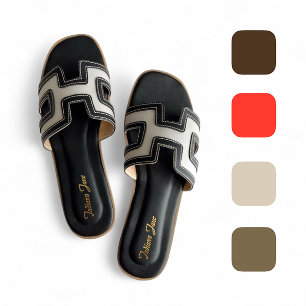 PERIDOT Two Tone Strap Flat Slides