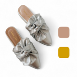 BERLIN Metallic Knotted Ribbon Pointed Mules