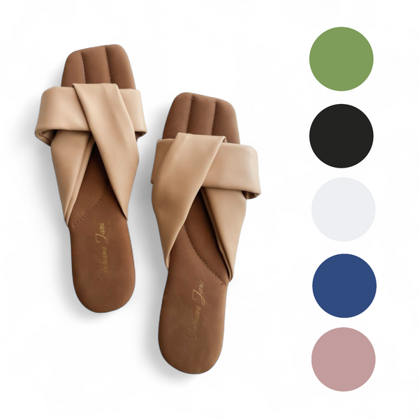 BETTY Knot Strap Two Tone Flat Sandals