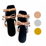 LILA Square Toe Ribbon Strap Slip-On Flat Slides
