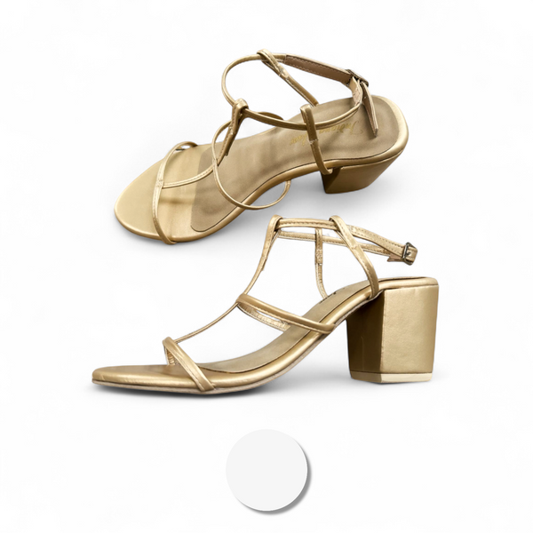 KATY Vintage Strappy Block High Heels Sandals