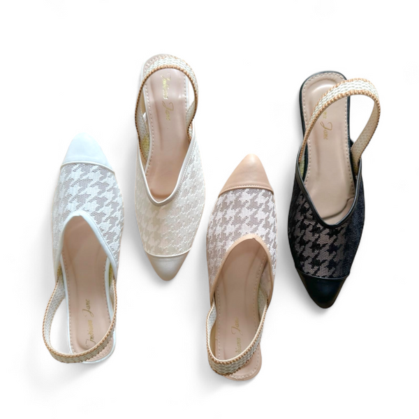 LILY Houndstooth Mesh Mules Strap