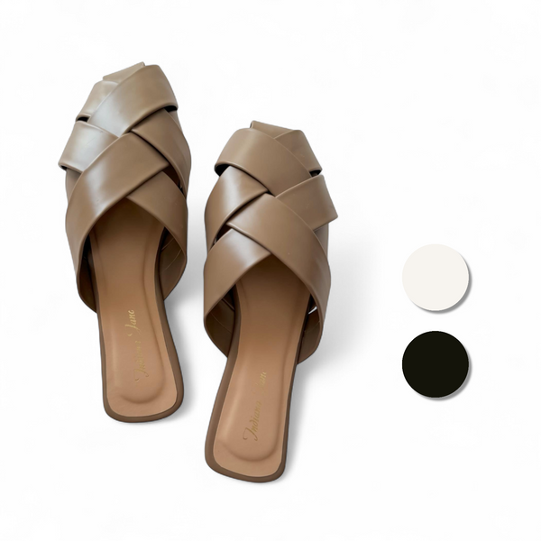 SANSA Weaved Leather Flat Mules