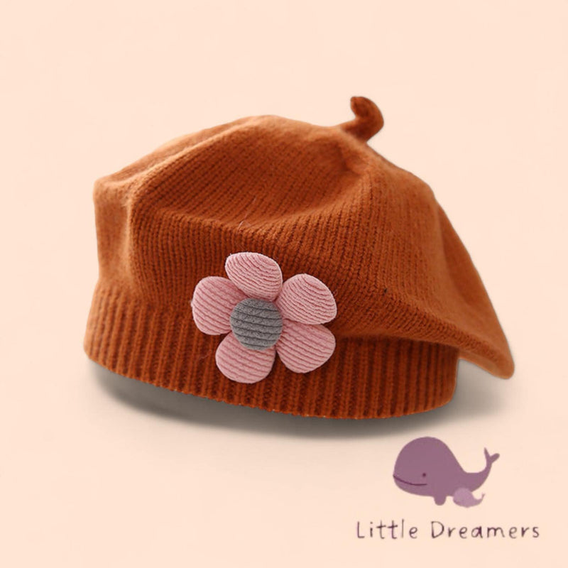 LITTLE DREAMERS Girls Fashion Floral Knitted Beret