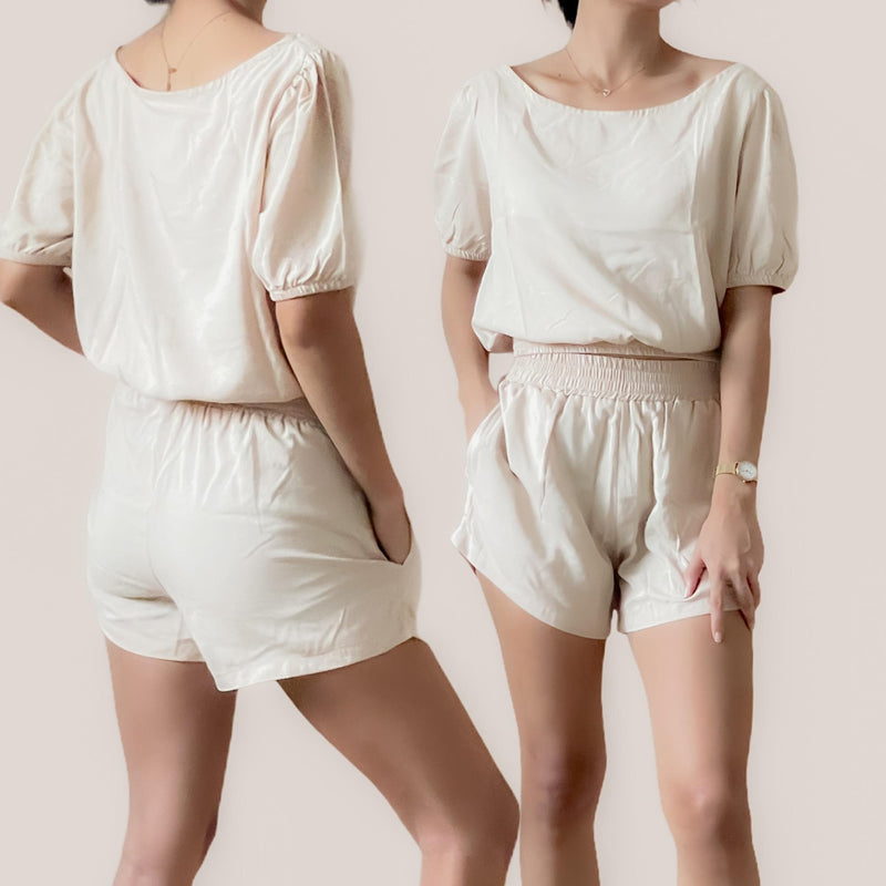SPARROW Boat Neck Woven Top & Shorts Coord