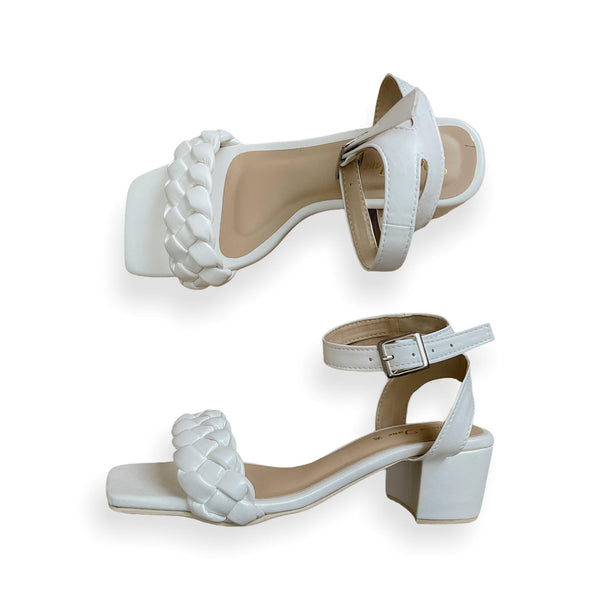 PAMPAS White Heels Chunky Sandals