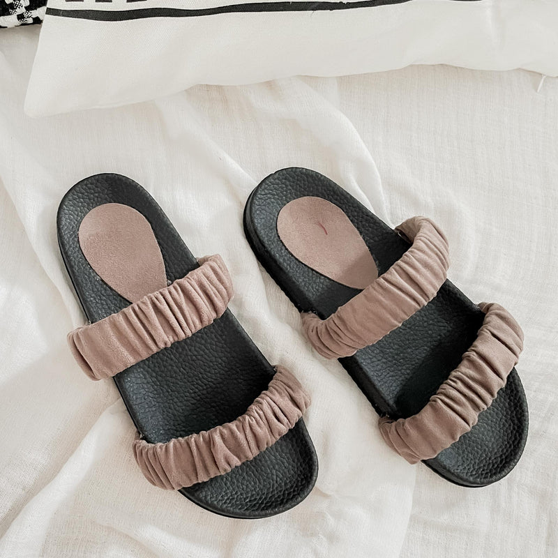 FRENCH Ruched 2-Strap Slides