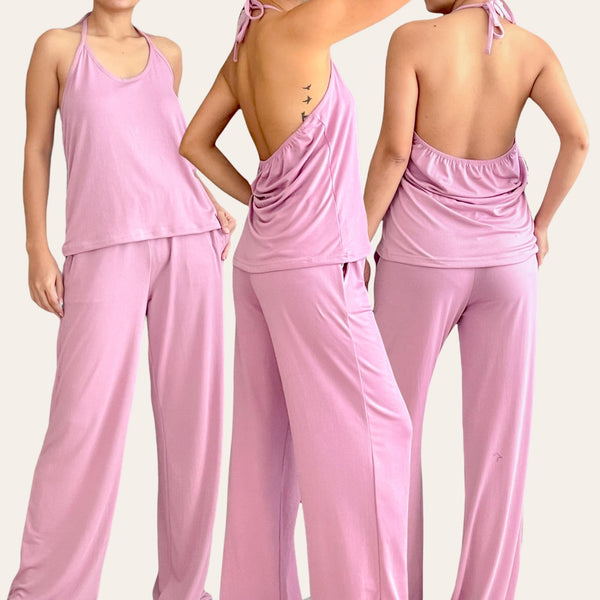 [CLEARANCE] BACK AT YOU Knit Halter Top and Pants Set S/M