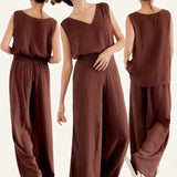 BROOKE Woven V Neck Sleeveless Top and Pants Coords