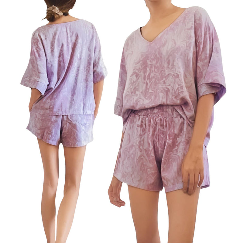 CERISE Printed Woven Boxy Top and Shorts Set