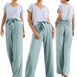 MEADOW Retro Checkered Woven Top & Pants Coords
