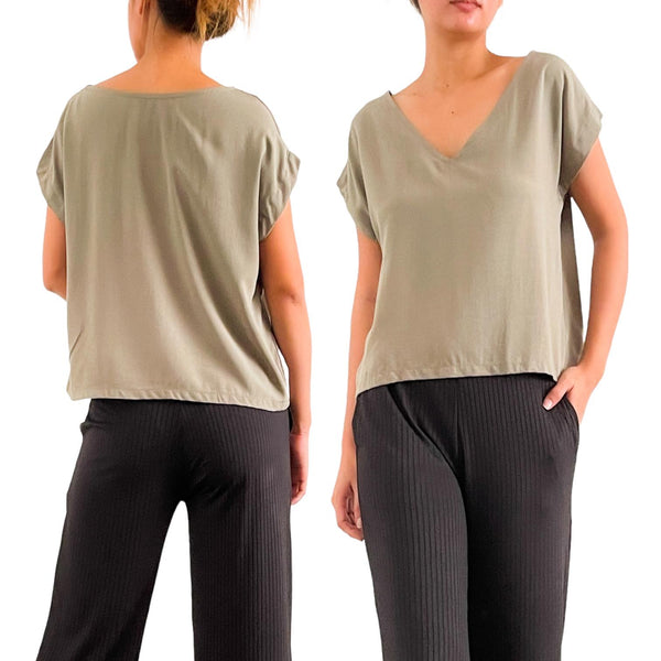 [CLEARANCE] MEADOW Woven V Neck Top