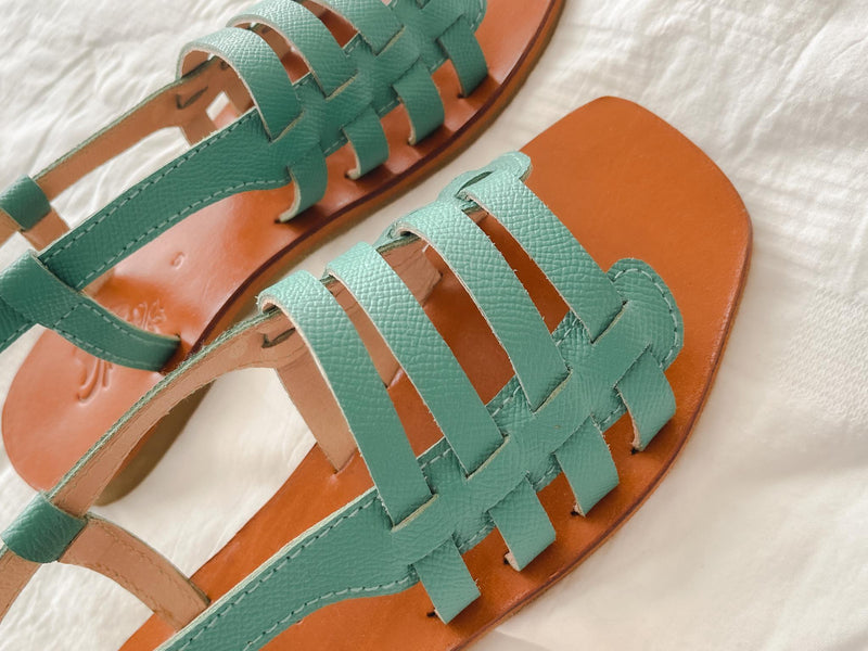 GAIA Green Genuine Leather Huarache Sandals