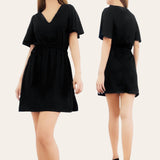 IZZY Flare Sleeves Soft Ribbed Knit Dress with Belt