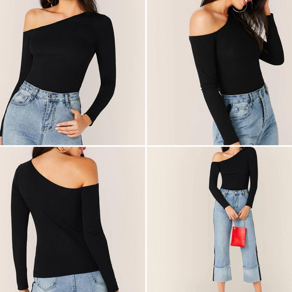 BLK Asymmetrical Fitted Top