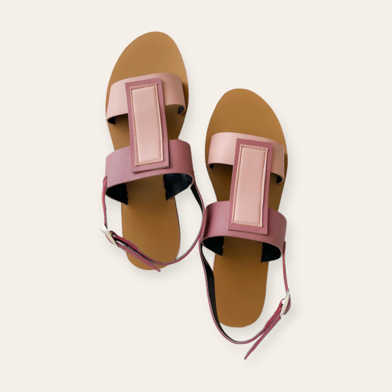 CREA Blush T Strap Boho Board Flat Sandals
