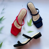 ZAHARA Suede Low Block Heels Sandals