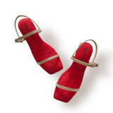 SAPPHIRE Red/Gold Strap 1” Block Heels