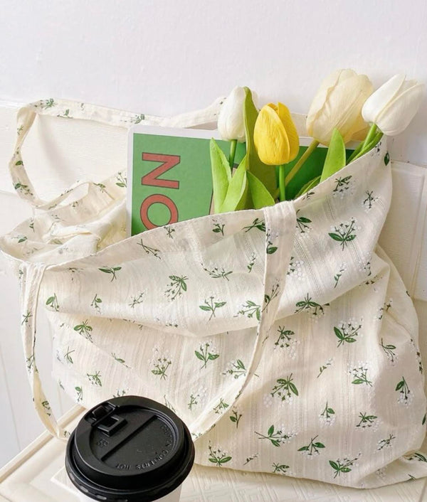 BOLSO Floral Embroidered Cotton Shopper Tote Bag