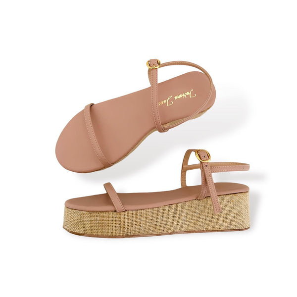 OTTAWA Slim Strap Raffia Platform Sandals