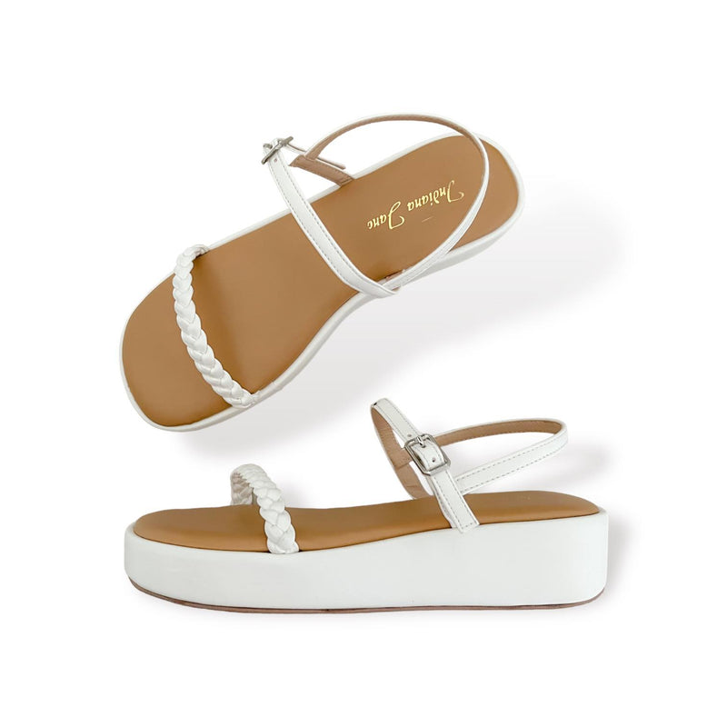 AMELIA Braided White Platform Sandals