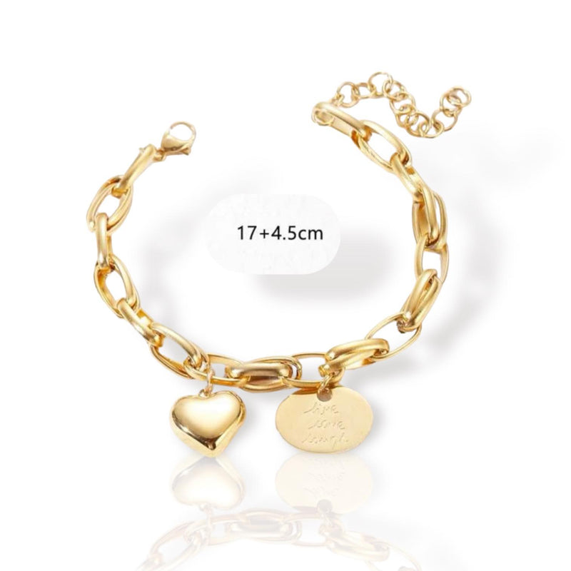 DAZZLE Heart Charm Chain Bracelet
