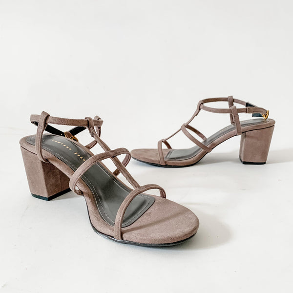 KATY Taupe Vintage Cage Strap Block Heels Sandals - Indiana Jane MNL