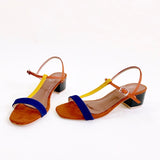 COSMO Brown T Strap Block Heels Sandals - Indiana Jane MNL