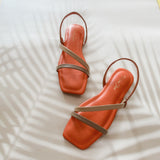 MYKONOS Brown Tri Color Strap Flat Sandals