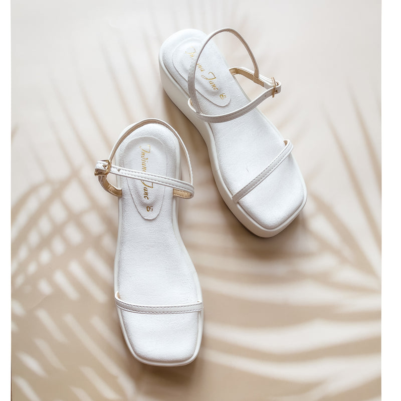 HELEN White Platform Sandals - Indiana Jane MNL